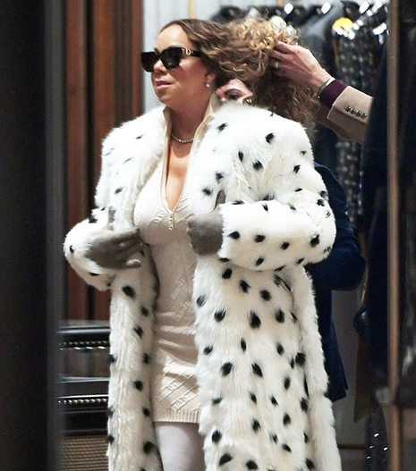 Mariah Carey channels Cruella de Vil in Aspen | mcarchives.com