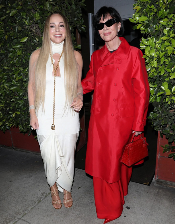 Kris Jenner and Mariah Carey go glam for dinner at Giorgio Baldi | mcarchives.com